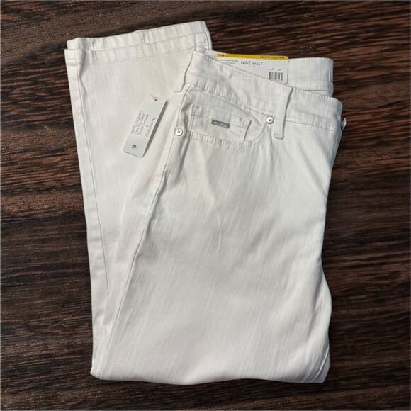 NWT Nine West Chrystie Capri Womens Size 8 Bright White Mid Rise Stretch - Picture 1 of 10